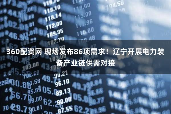 360配资网 现场发布86项需求！辽宁开展电力装备产业链供需对接